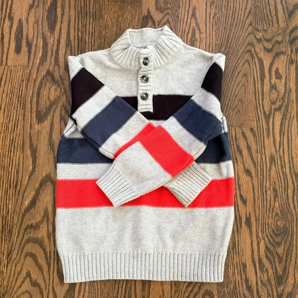 Gymboree Striped Quarter Botton Sweater Sz S (5-6)